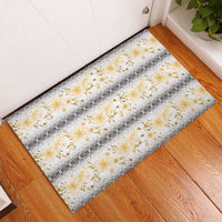 Samoa White Sunday Rubber Doormat Samoan Tapa Yellow Hibiscus - Polynesian Pride