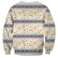 Samoa White Sunday Sweatshirt Samoan Tapa Yellow Hibiscus - Polynesian Pride