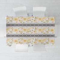 Samoa White Sunday Tablecloth Samoan Tapa Yellow Hibiscus - Polynesian Pride