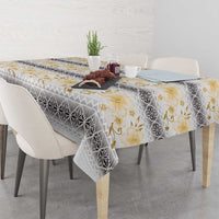 Samoa White Sunday Tablecloth Samoan Tapa Yellow Hibiscus - Polynesian Pride