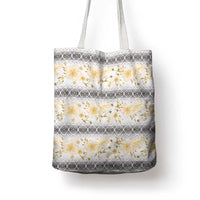 Samoa White Sunday Tote Bag Samoan Tapa Yellow Hibiscus - Polynesian Pride