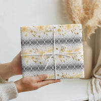Samoa White Sunday Wrapping Paper Samoan Tapa Yellow Hibiscus - Polynesian Pride