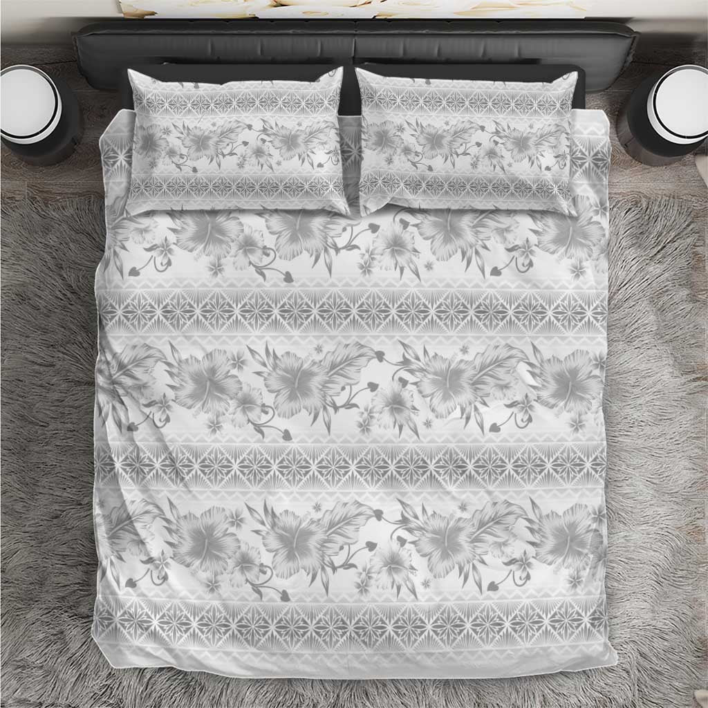 Samoa White Sunday Bedding Set Samoan Tapa White Hibiscus - Polynesian Pride