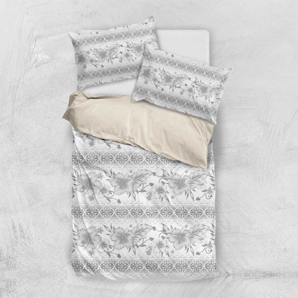 Samoa White Sunday Bedding Set Samoan Tapa White Hibiscus - Polynesian Pride