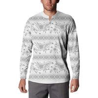 Samoa White Sunday Button Sweatshirt Samoan Tapa White Hibiscus - Polynesian Pride