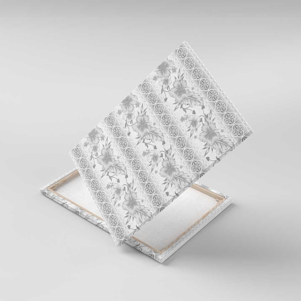 Samoa White Sunday Canvas Wall Art Samoan Tapa White Hibiscus - Polynesian Pride