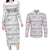 Samoa White Sunday Couples Matching Long Sleeve Bodycon Dress and Long Sleeve Button Shirt Samoan Tapa White Hibiscus - Polynesian Pride