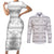 Samoa White Sunday Couples Matching Short Sleeve Bodycon Dress and Long Sleeve Button Shirt Samoan Tapa White Hibiscus - Polynesian Pride