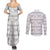 Samoa White Sunday Couples Matching Summer Maxi Dress and Long Sleeve Button Shirt Samoan Tapa White Hibiscus - Polynesian Pride
