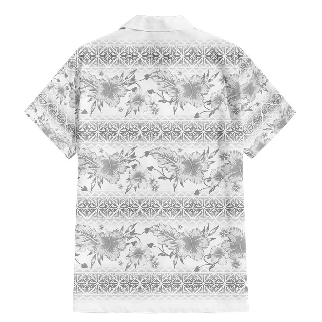 Samoa White Sunday Family Matching Mermaid Dress and Hawaiian Shirt Samoan Tapa White Hibiscus - Polynesian Pride