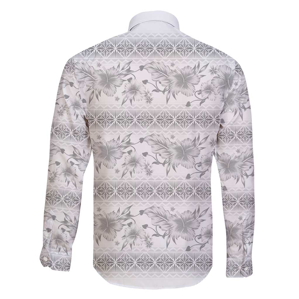 Samoa White Sunday Family Matching Mermaid Dress and Hawaiian Shirt Samoan Tapa White Hibiscus - Polynesian Pride