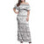 Samoa White Sunday Family Matching Off Shoulder Maxi Dress and Hawaiian Shirt Samoan Tapa White Hibiscus - Polynesian Pride
