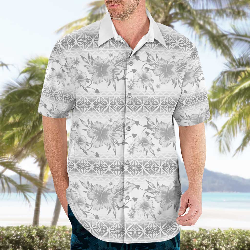 Samoa White Sunday Hawaiian Shirt Samoan Tapa White Hibiscus - Polynesian Pride