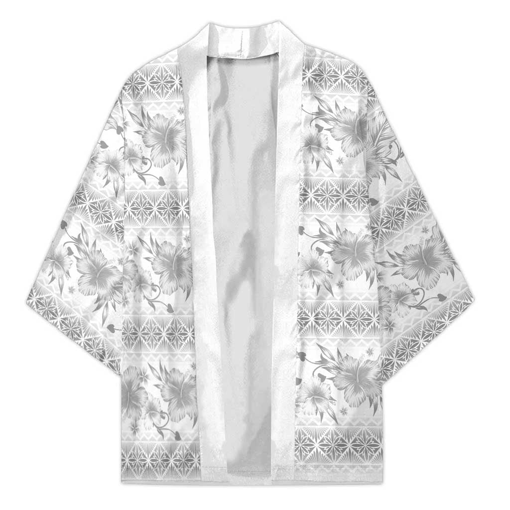 Samoa White Sunday Kimono Samoan Tapa White Hibiscus - Polynesian Pride