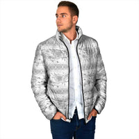 Samoa White Sunday Padded Jacket Samoan Tapa White Hibiscus - Polynesian Pride