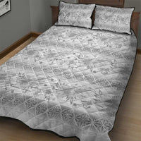 Samoa White Sunday Quilt Bed Set Samoan Tapa White Hibiscus - Polynesian Pride