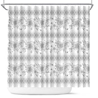 Samoa White Sunday Shower Curtain Samoan Tapa White Hibiscus - Polynesian Pride
