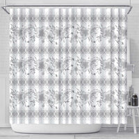 Samoa White Sunday Shower Curtain Samoan Tapa White Hibiscus - Polynesian Pride