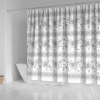 Samoa White Sunday Shower Curtain Samoan Tapa White Hibiscus - Polynesian Pride