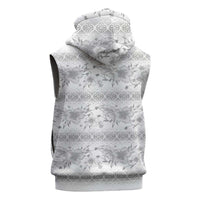 Samoa White Sunday Sleeveless Zip Hoodie Samoan Tapa White Hibiscus - Polynesian Pride