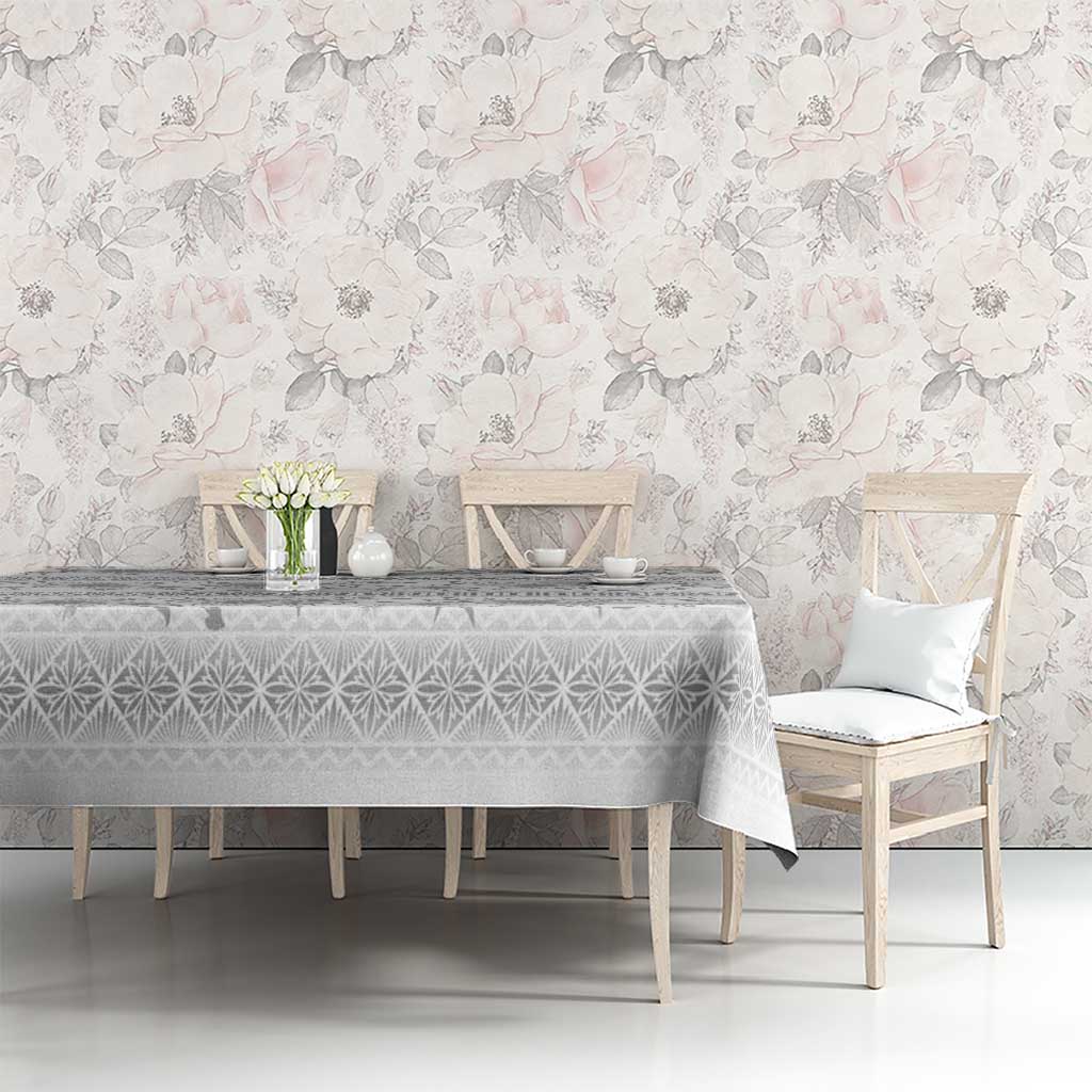 Samoa White Sunday Tablecloth Samoan Tapa White Hibiscus - Polynesian Pride