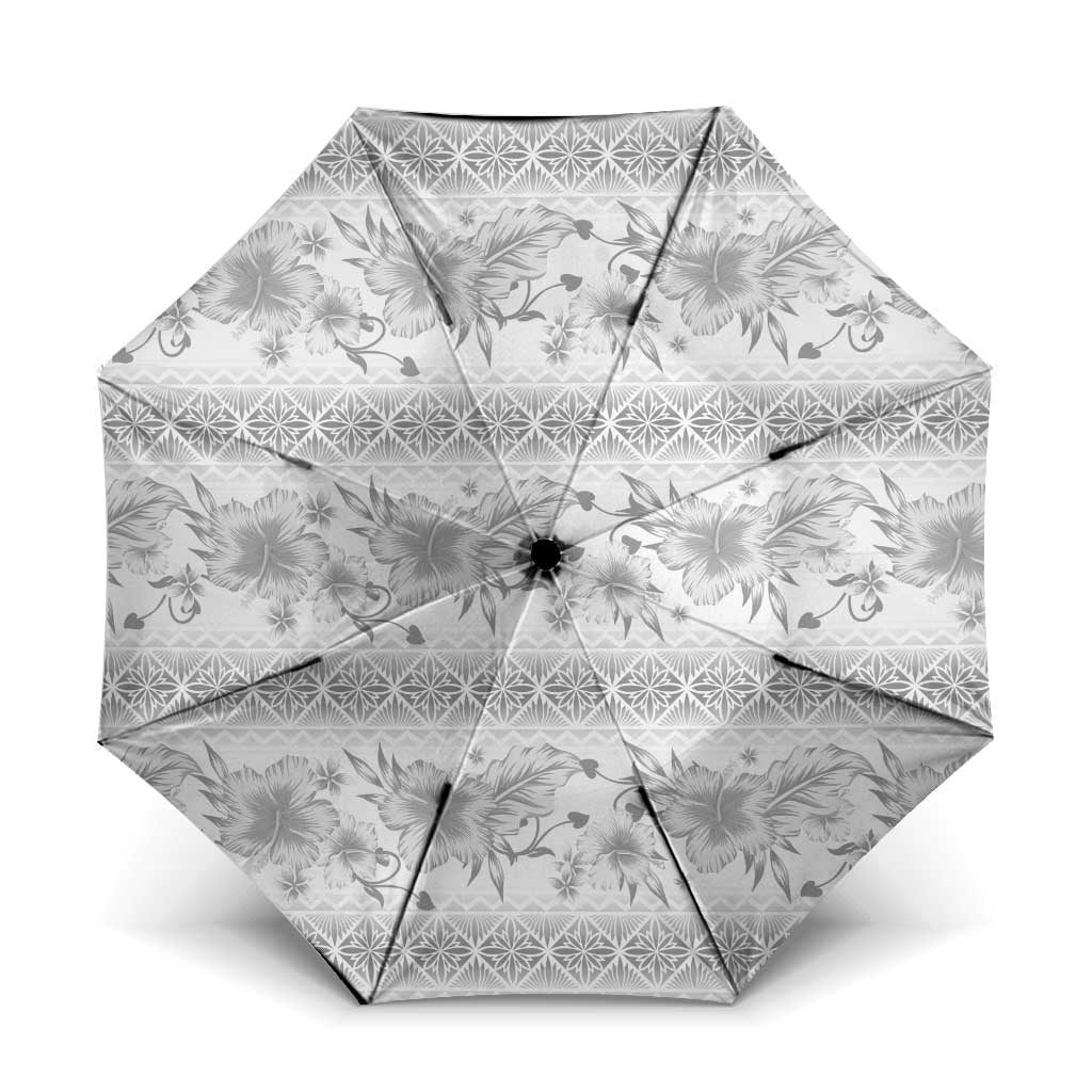Samoa White Sunday Umbrella Samoan Tapa White Hibiscus - Polynesian Pride