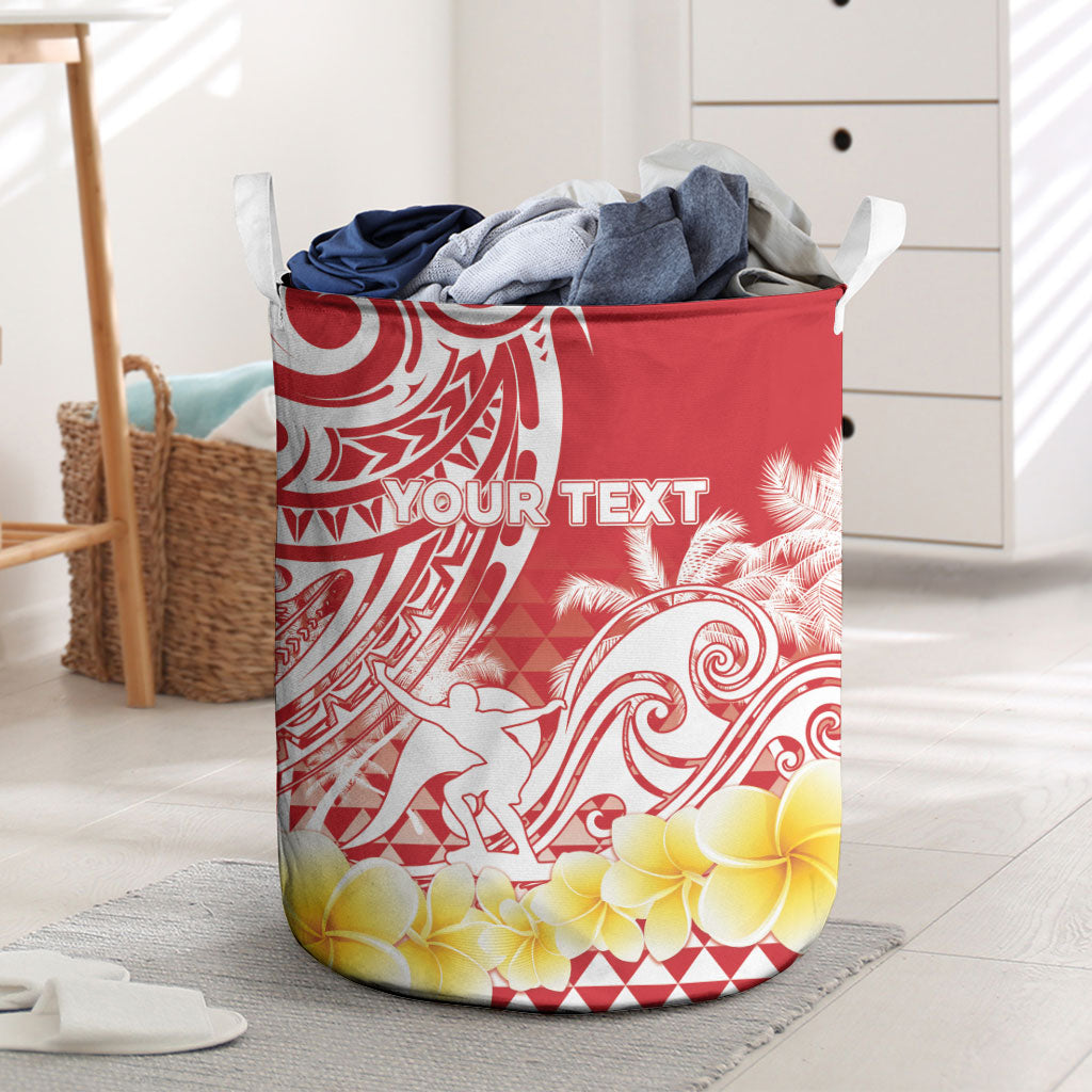 Personalised Tahiti Surfing Laundry Basket Polynesian Style LT05 Red - Polynesian Pride