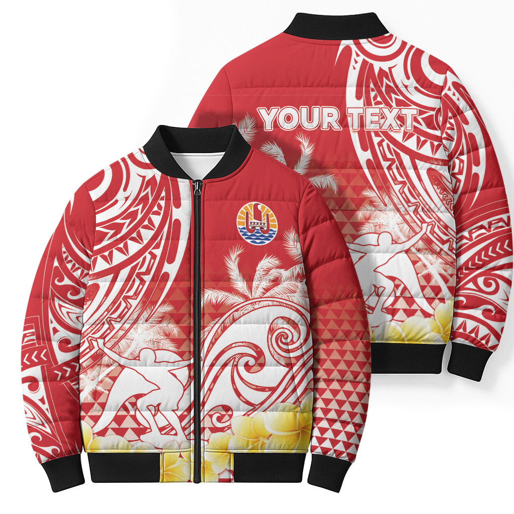 Personalised Tahiti Surfing Bomber Puffer Jacket Polynesian Style LT05 - Polynesian Pride