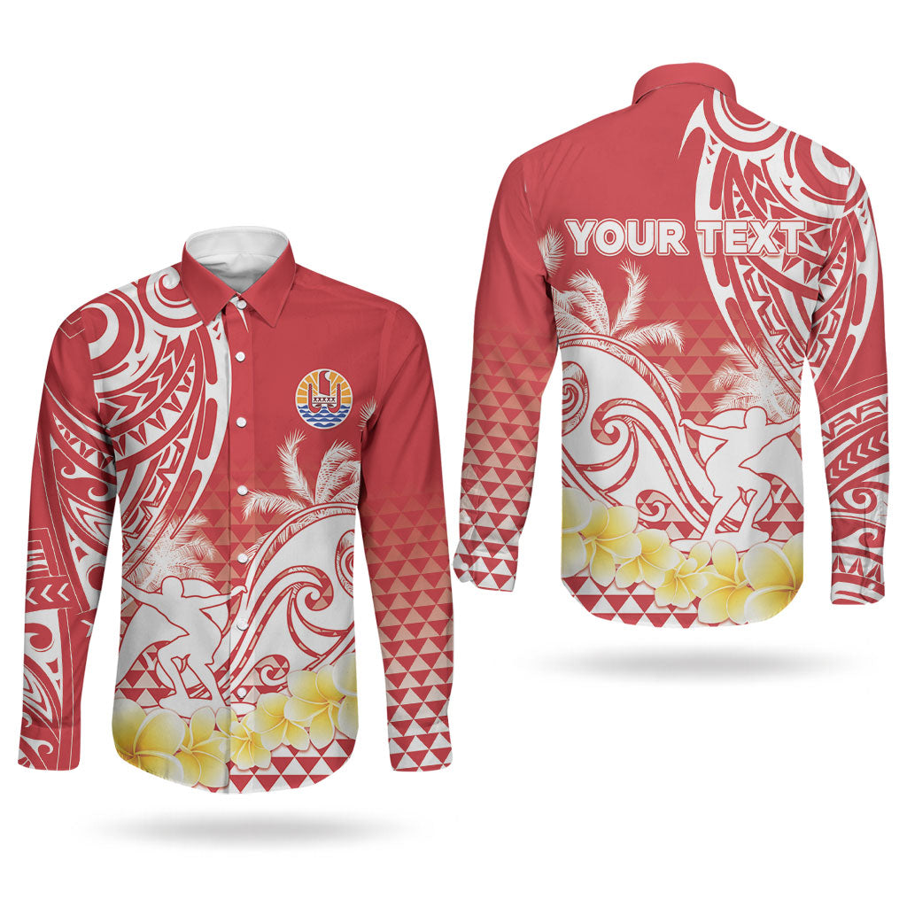 Personalised Tahiti Surfing Couples Matching Off Shoulder Short Dress and Long Sleeve Button Shirt Polynesian Style LT05 - Polynesian Pride