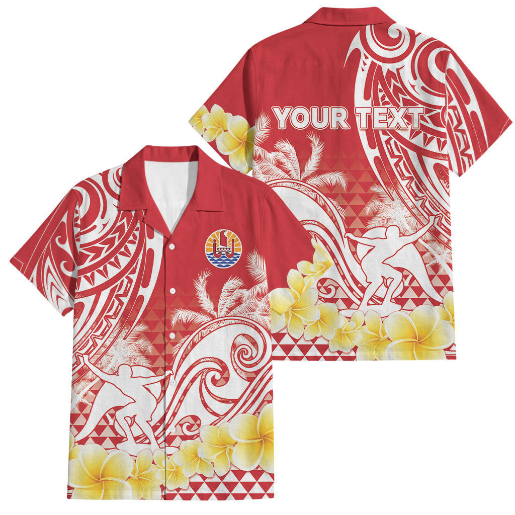 Personalised Tahiti Surfing Family Matching Off Shoulder Maxi Dress and Hawaiian Shirt Polynesian Style LT05 Dad's Shirt - Short Sleeve Red - Polynesian Pride