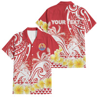 Personalised Tahiti Surfing Family Matching Off Shoulder Short Dress and Hawaiian Shirt Polynesian Style LT05 Dad's Shirt - Short Sleeve Red - Polynesian Pride