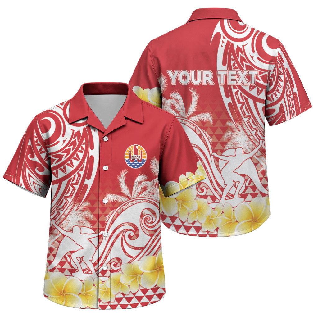 Personalised Tahiti Surfing Family Matching Off Shoulder Short Dress and Hawaiian Shirt Polynesian Style LT05 Son's Shirt Red - Polynesian Pride