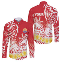 Personalised Tahiti Surfing Family Matching Tank Maxi Dress and Hawaiian Shirt Polynesian Style LT05 Dad's Shirt - Long Sleeve Red - Polynesian Pride