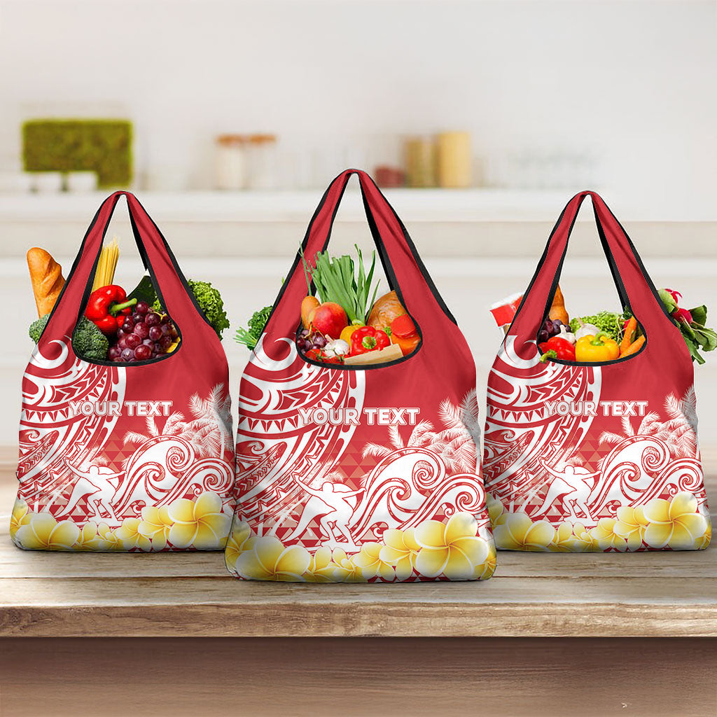 Personalised Tahiti Surfing Grocery Bag Polynesian Style LT05 3-pack One Size Red - Polynesian Pride