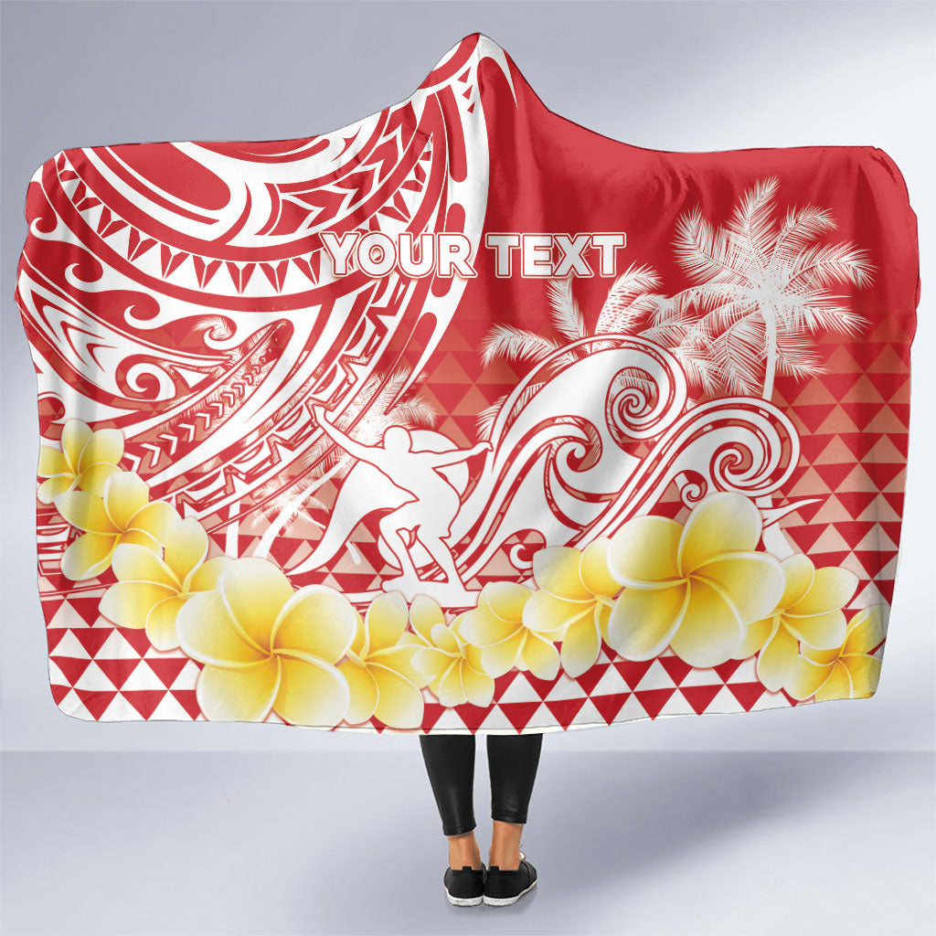 Personalised Tahiti Surfing Hooded Blanket Polynesian Style LT05 One Size Red - Polynesian Pride