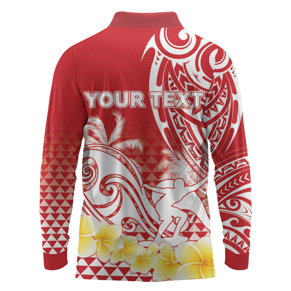 Personalised Tahiti Surfing Long Sleeve Polo Shirt Polynesian Style LT05 - Polynesian Pride