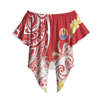 Personalised Tahiti Surfing Off Shoulder Wrap Waist Top Polynesian Style LT05 Red - Polynesian Pride