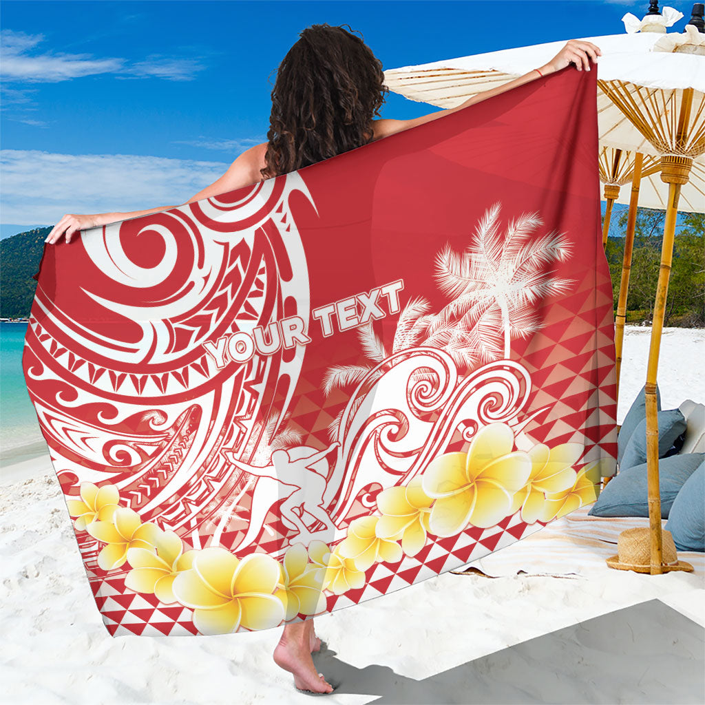 Personalised Tahiti Surfing Sarong Polynesian Style LT05 One Size 44 x 66 inches Red - Polynesian Pride