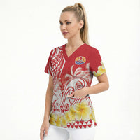 Personalised Tahiti Surfing Scrub Top Polynesian Style LT05 - Polynesian Pride