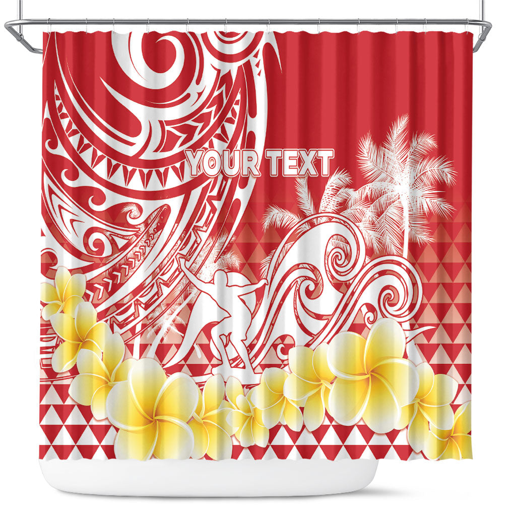 Personalised Tahiti Surfing Shower Curtain Polynesian Style LT05 Red - Polynesian Pride