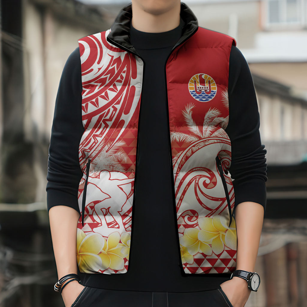 Personalised Tahiti Surfing Sleeveless Puffer Jacket Polynesian Style LT05 - Polynesian Pride