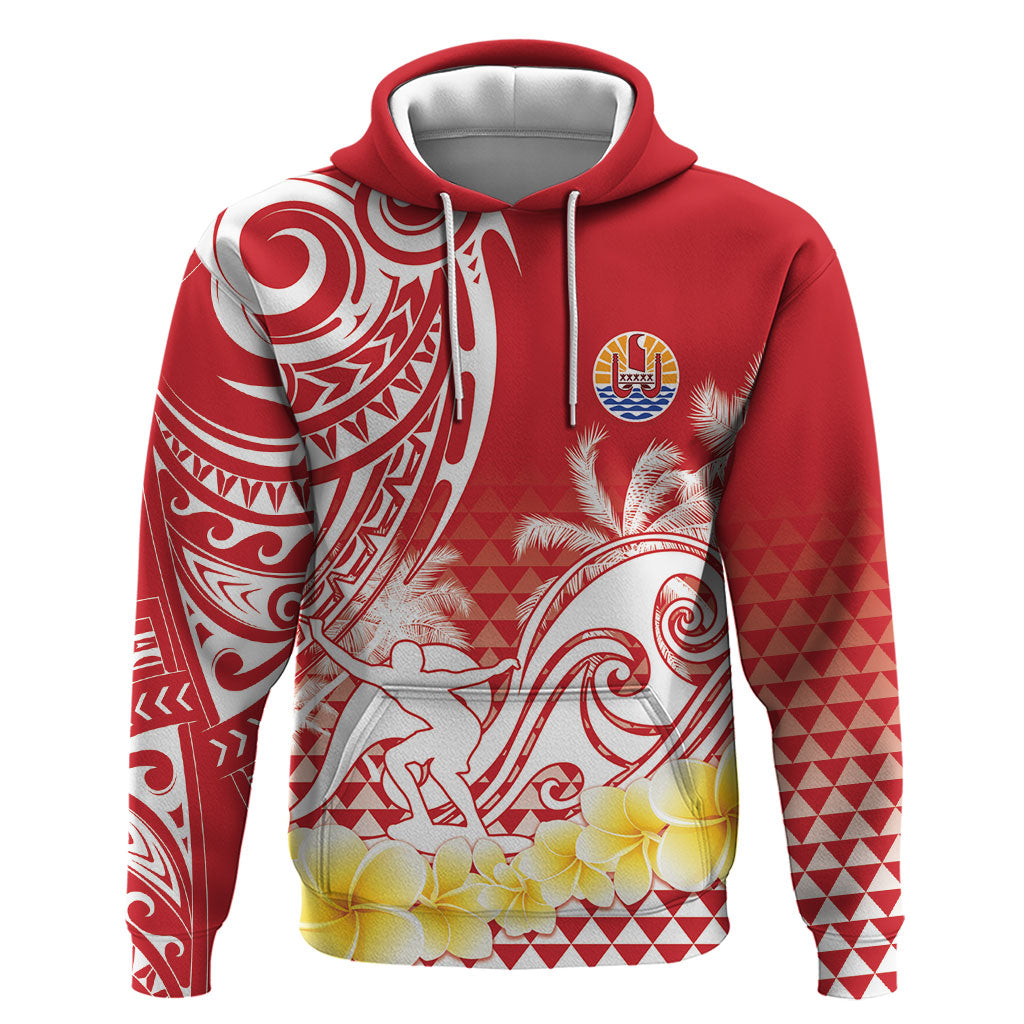 Personalised Tahiti Surfing Zip Hoodie Polynesian Style LT05 Pullover Hoodie Red - Polynesian Pride