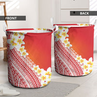 Tahiti Plumeria Tribal Pattern Laundry Basket Wave Style Red LT05 - Polynesian Pride