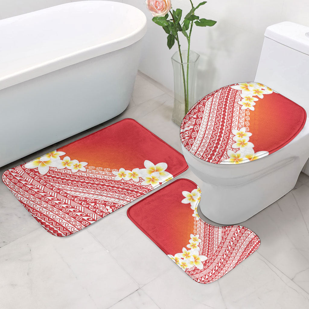 Tahiti Plumeria Tribal Pattern Bathroom Set Wave Style Red LT05 - Polynesian Pride