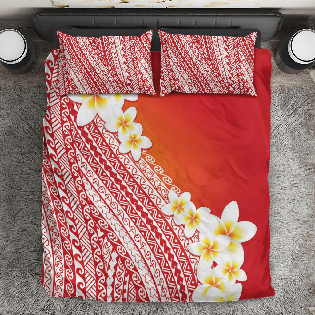 Tahiti Plumeria Tribal Pattern Bedding Set Wave Style Red LT05 Red - Polynesian Pride