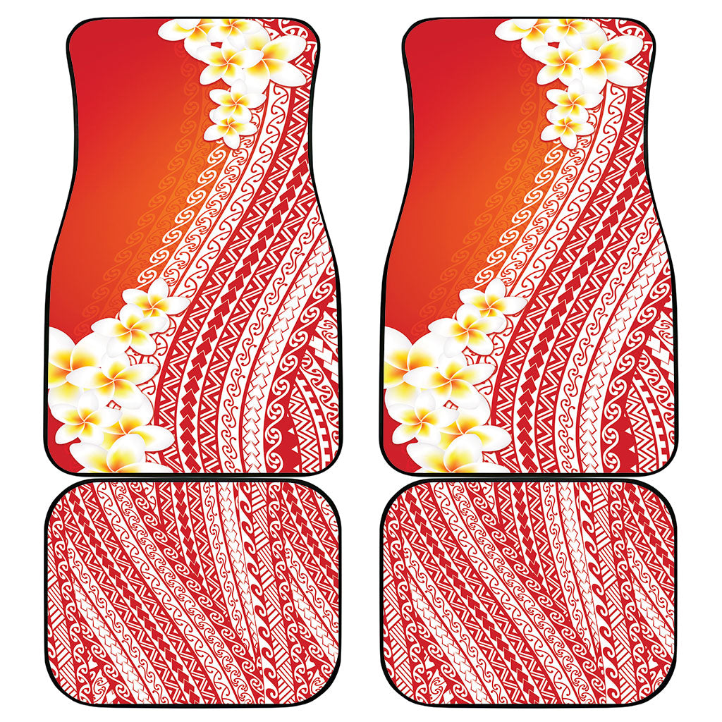 Tahiti Plumeria Tribal Pattern Car Mats Wave Style Red LT05 - Polynesian Pride