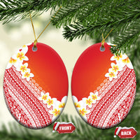 Tahiti Plumeria Tribal Pattern Ceramic Ornament Wave Style Red LT05 Oval Red - Polynesian Pride