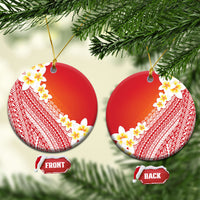 Tahiti Plumeria Tribal Pattern Ceramic Ornament Wave Style Red LT05 Circle Red - Polynesian Pride