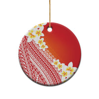 Tahiti Plumeria Tribal Pattern Ceramic Ornament Wave Style Red LT05 - Polynesian Pride