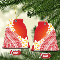 Tahiti Plumeria Tribal Pattern Ceramic Ornament Wave Style Red LT05 Bell Flake Red - Polynesian Pride
